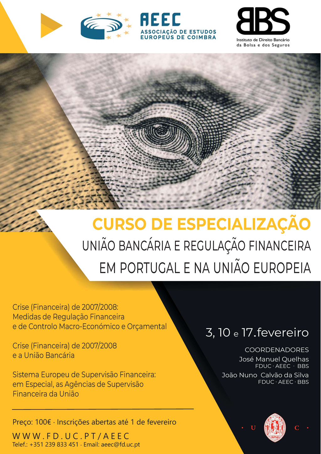 Curso de Especialização União Bancária e Regulação Financeira em Portugal e na União Europeia
